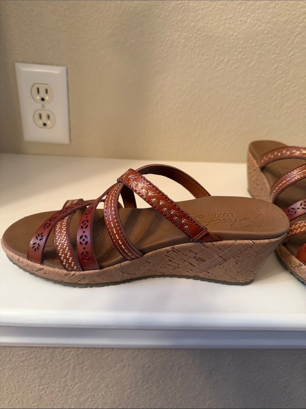 Skechers Brown Multi-Strap Wedge Sandals - Picture 3 of 16